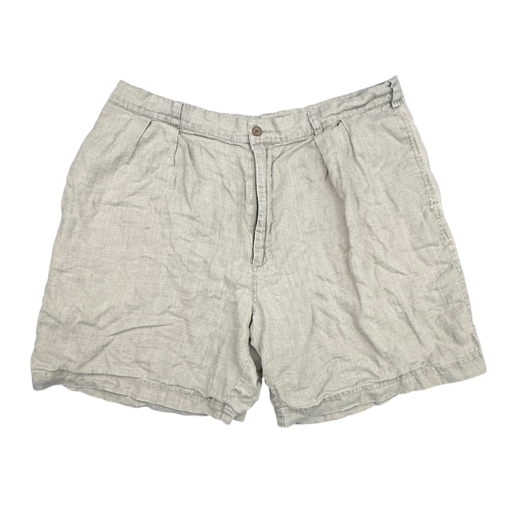 Polo Ralph Lauren Shorts Mens 36 Beige Pleated Linen Casual Pockets 34x7.5"
